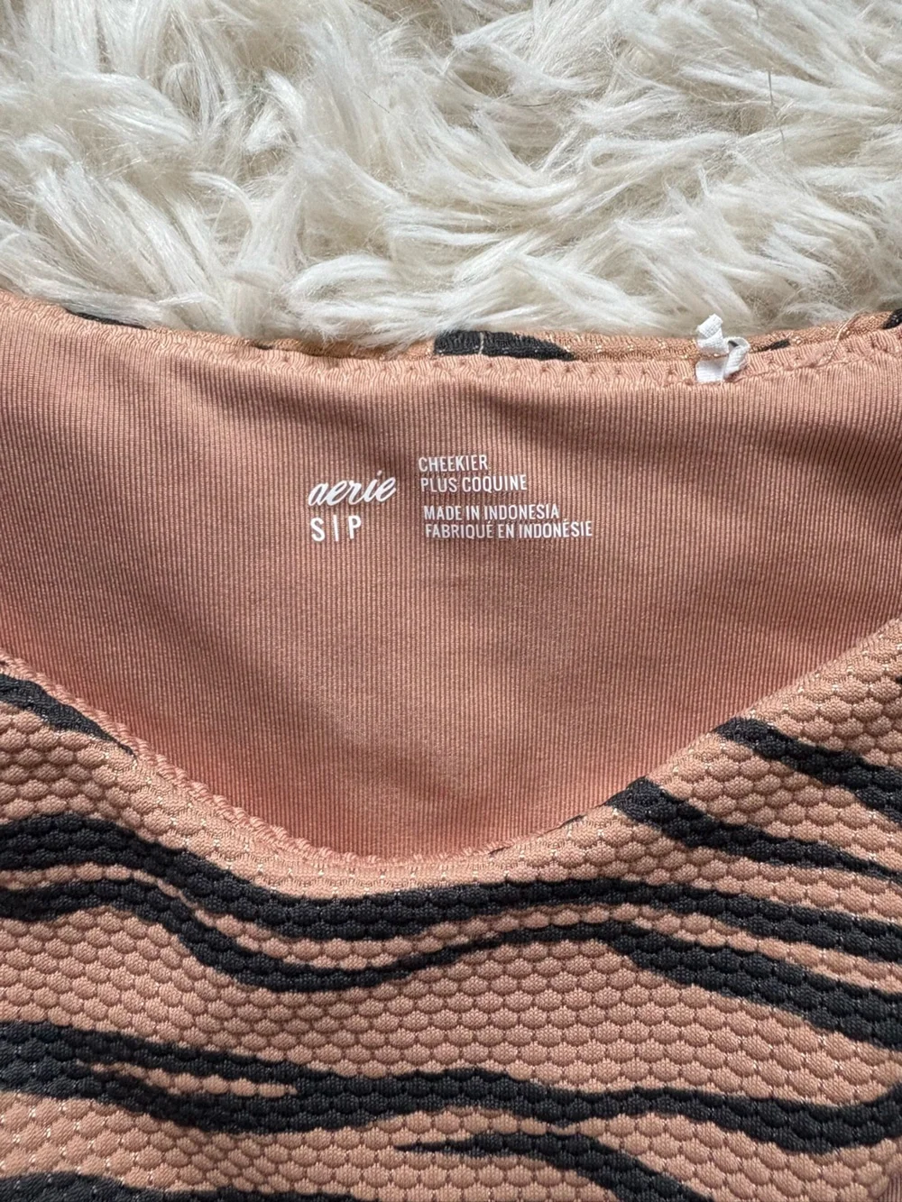 Aerie Rust and Black Zebra-Textured Bikini Bottom